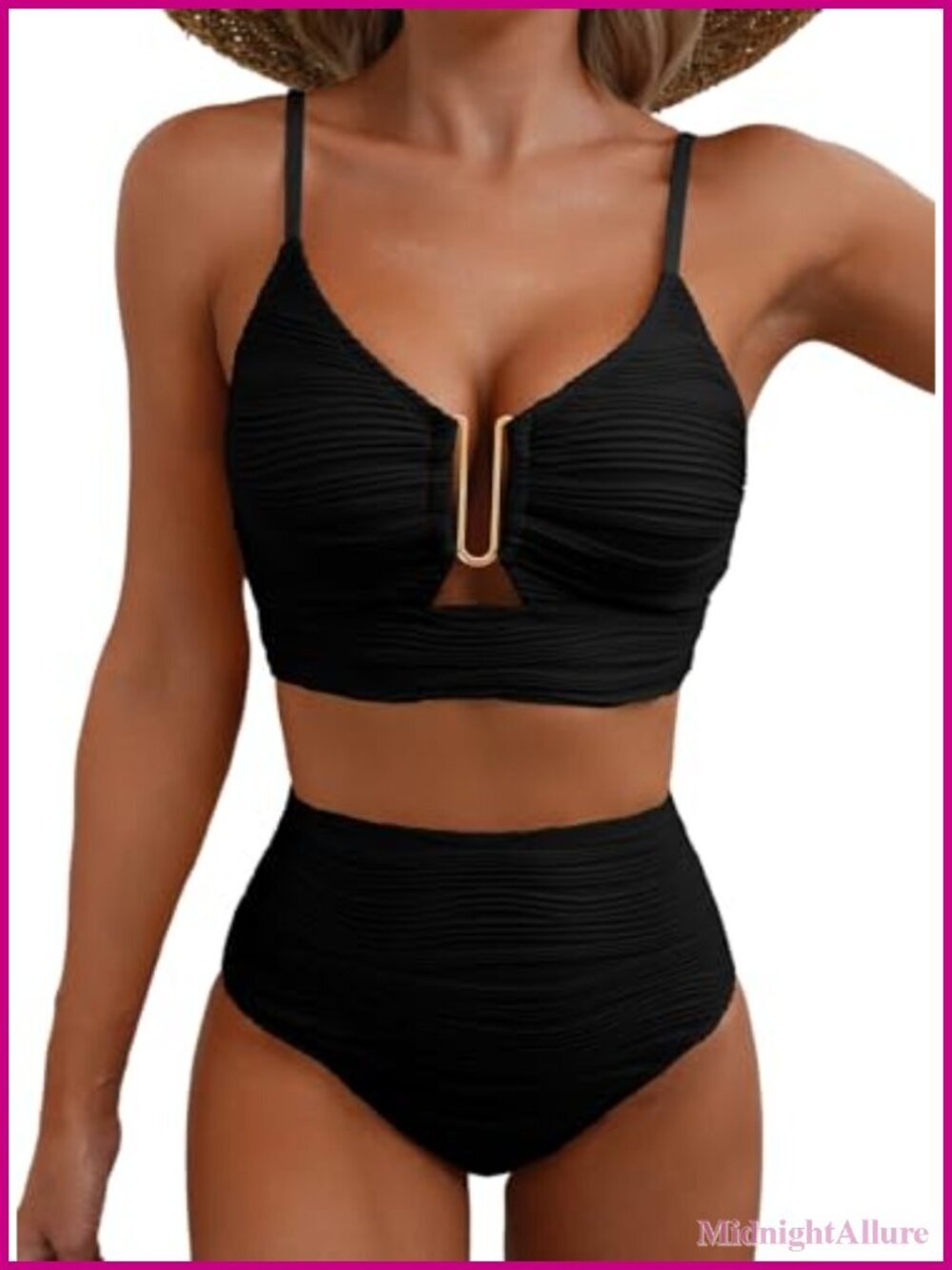 U-Wire Push Up Bikini Set High Waisted Textured Ruched Beach Swimwear 2 Piece